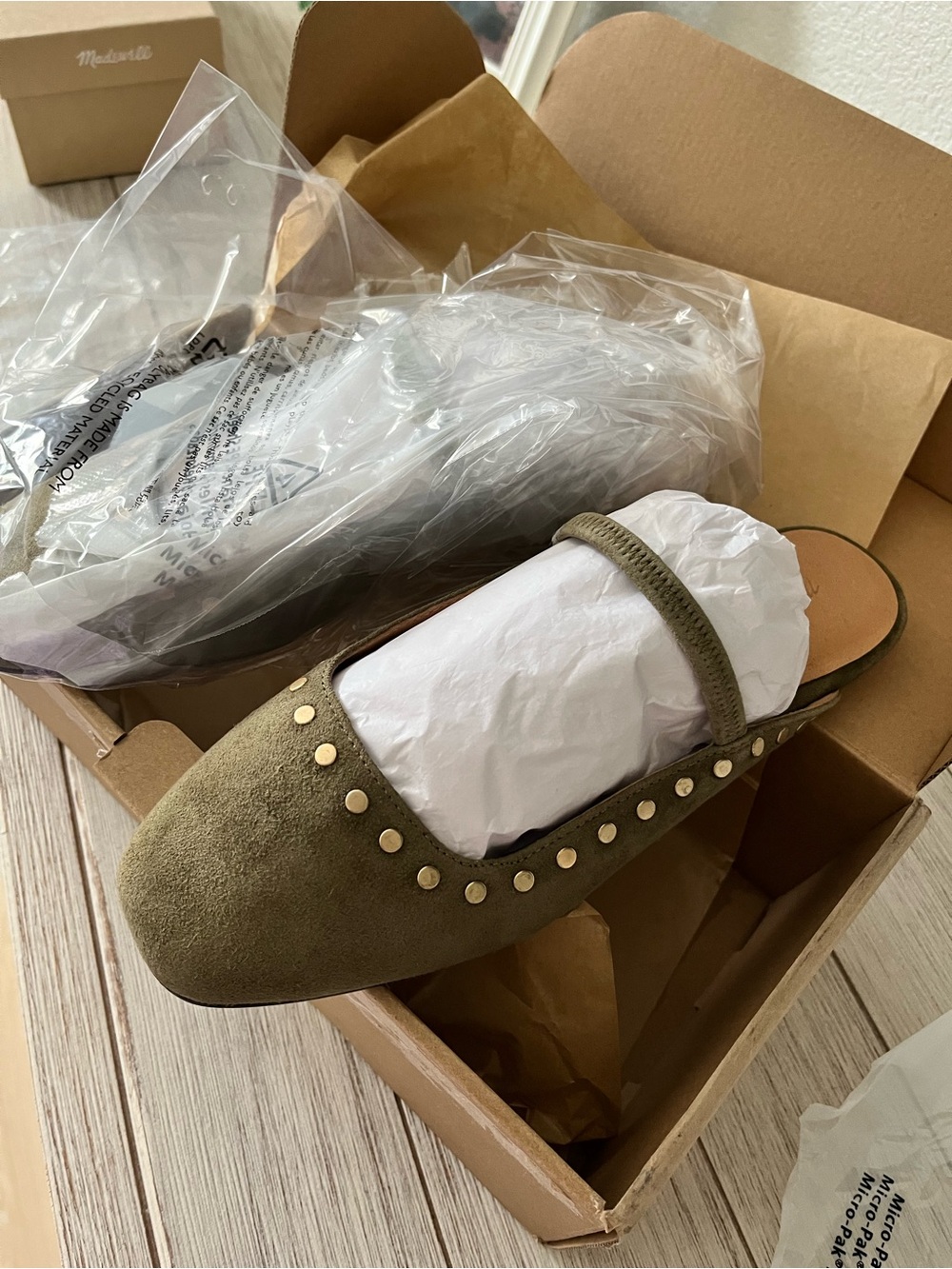 Madewell Greta Olive Green Studded Mary Jane Mule
